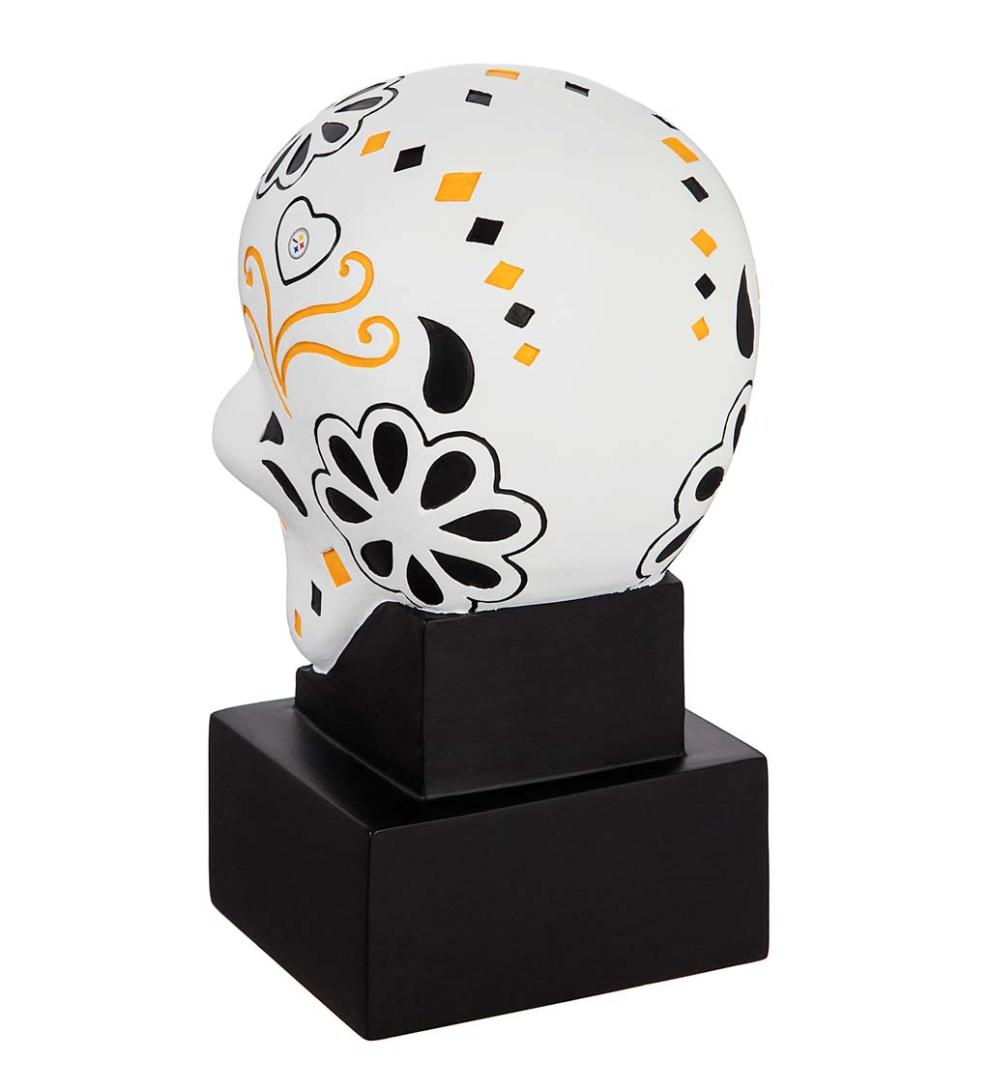 Plow &amp; Hearth Decorative Garden Accents | Yard &amp; Garden Pittsburgh Steelers Sugar Skull Statue