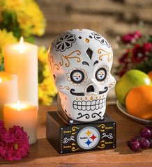 Plow &amp; Hearth Decorative Garden Accents | Yard &amp; Garden Pittsburgh Steelers Sugar Skull Statue