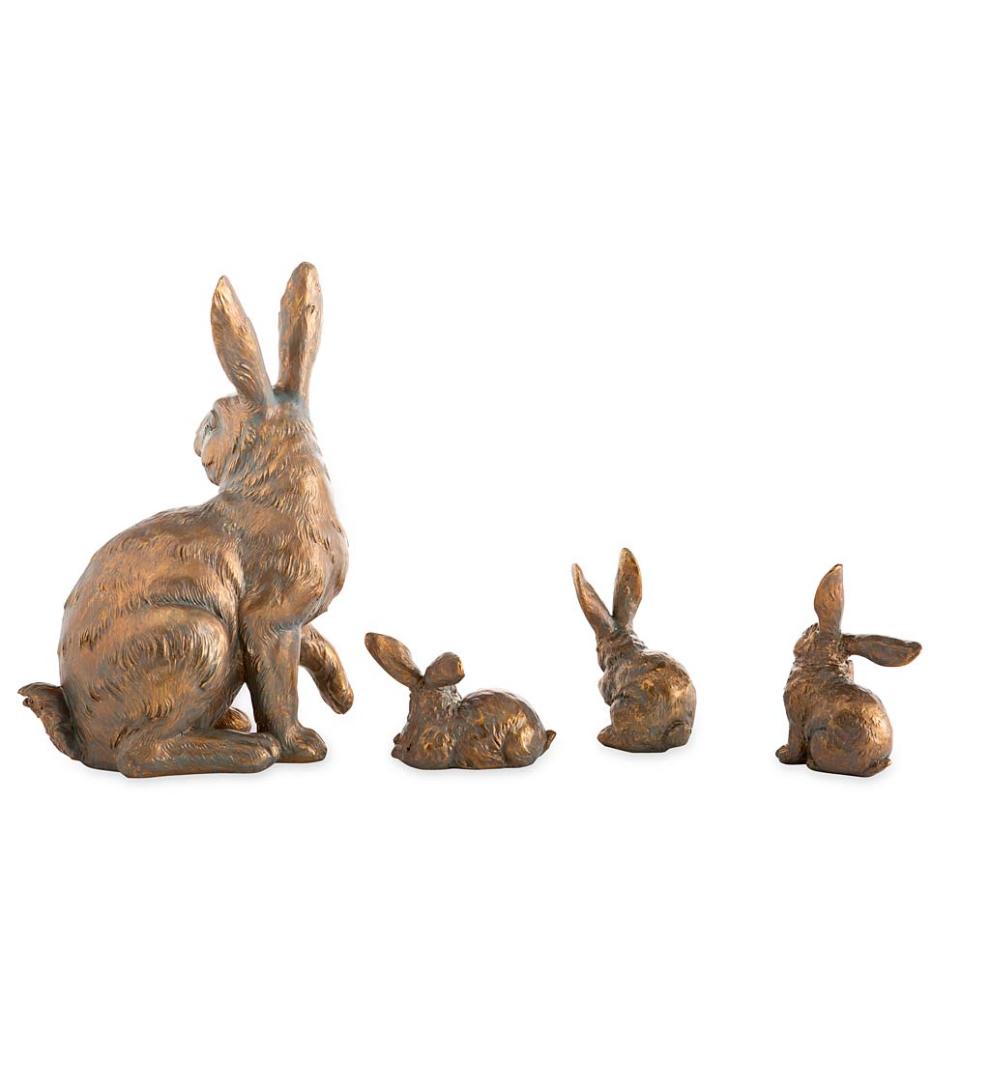 Plow &amp; Hearth Decorative Garden Accents | Yard &amp; Garden Rabbit Family With Mother And Three Babies, Set Of 4