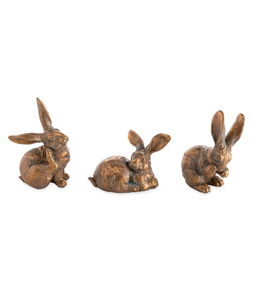 Plow &amp; Hearth Decorative Garden Accents | Yard &amp; Garden Rabbit Family With Mother And Three Babies, Set Of 4