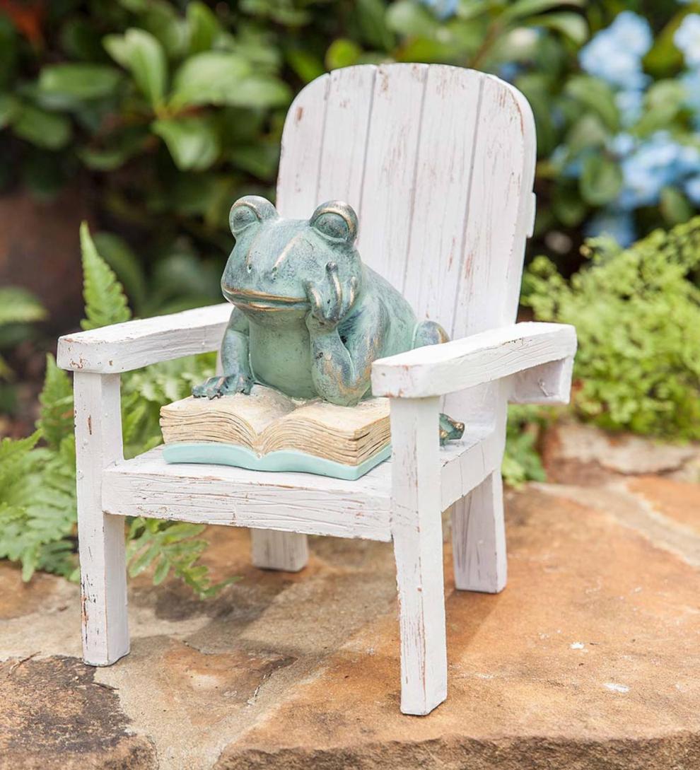 Plow &amp; Hearth Decorative Garden Accents | Yard &amp; Garden Reading Frog Garden Statue
