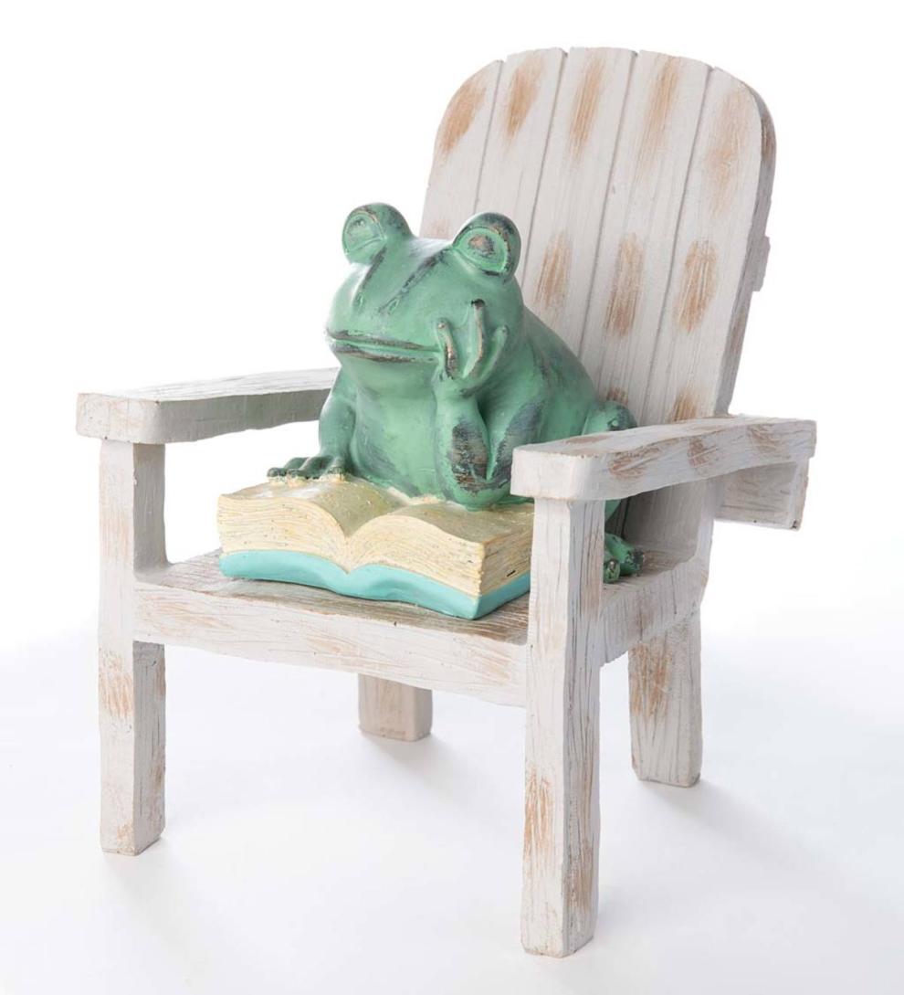 Plow &amp; Hearth Decorative Garden Accents | Yard &amp; Garden Reading Frog Garden Statue