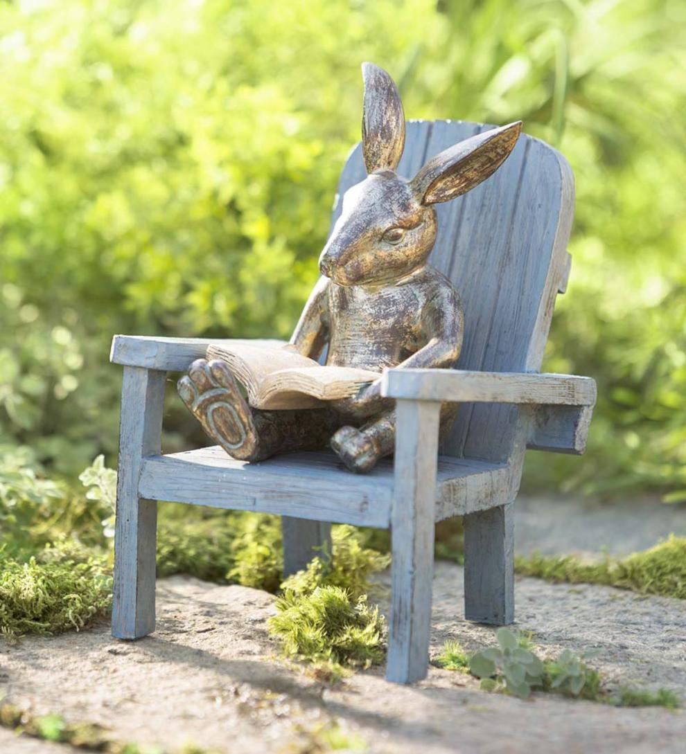 Plow &amp; Hearth Decorative Garden Accents | Yard &amp; Garden Reading Rabbit Garden Statue