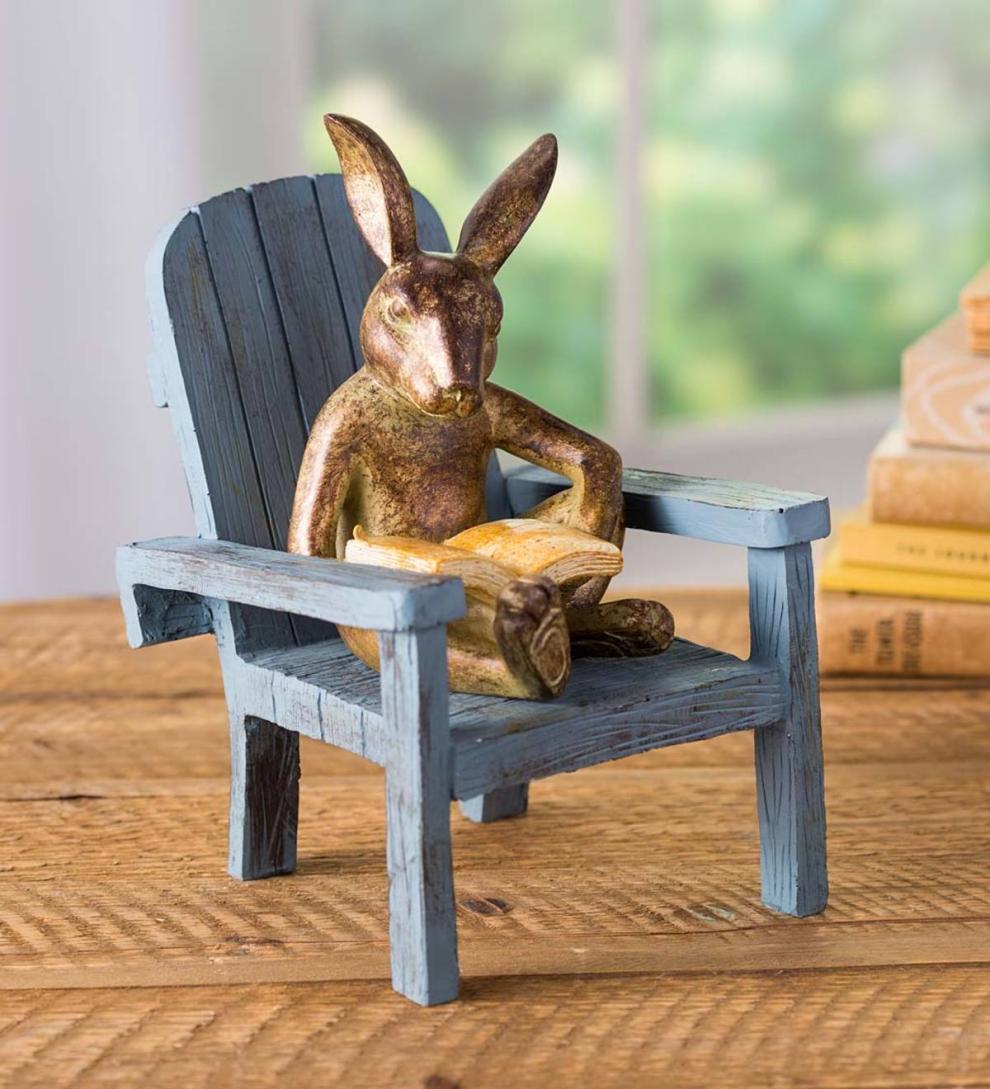 Plow &amp; Hearth Decorative Garden Accents | Yard &amp; Garden Reading Rabbit Garden Statue