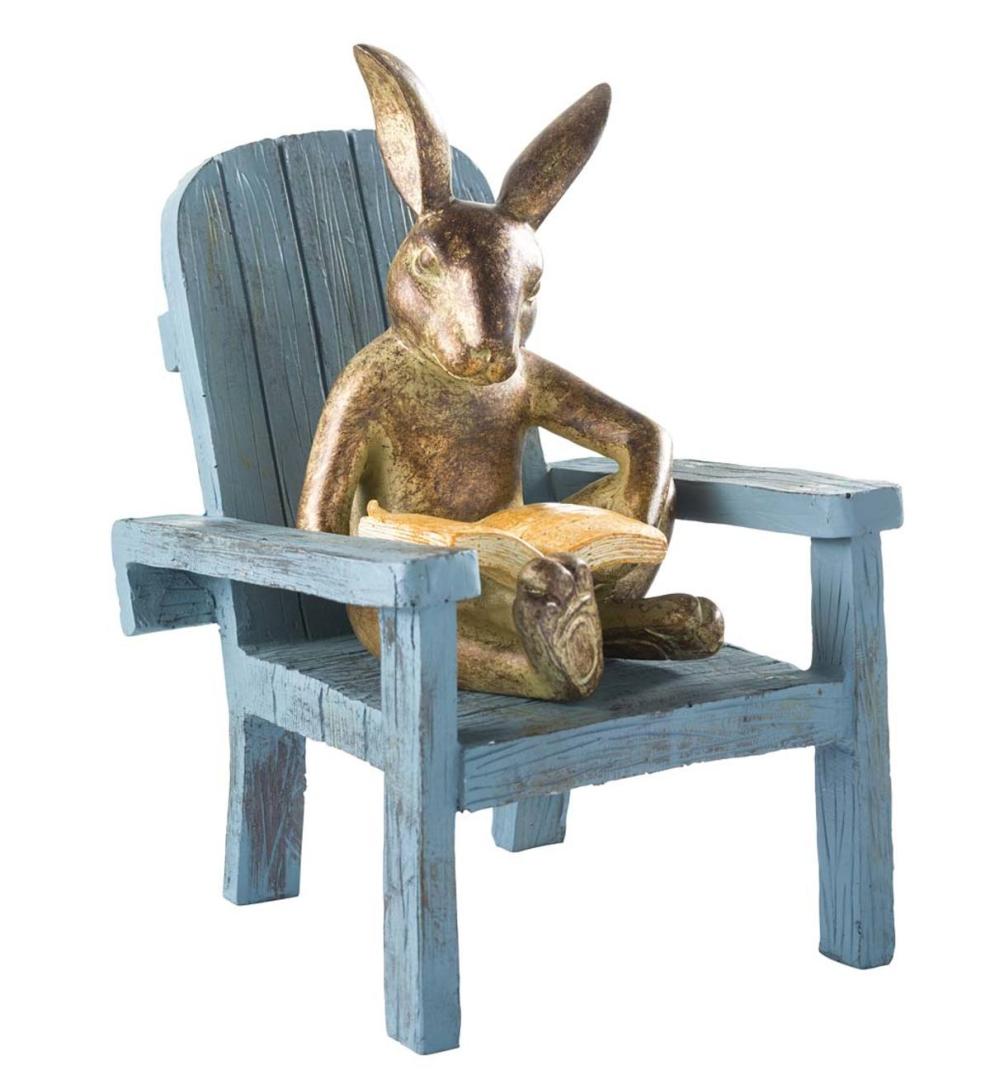 Plow &amp; Hearth Decorative Garden Accents | Yard &amp; Garden Reading Rabbit Garden Statue