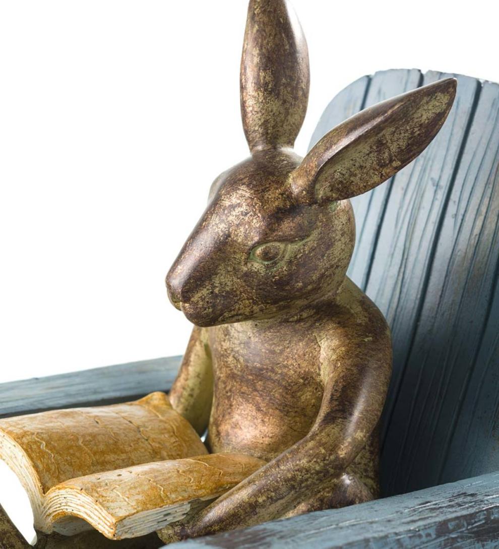 Plow &amp; Hearth Decorative Garden Accents | Yard &amp; Garden Reading Rabbit Garden Statue