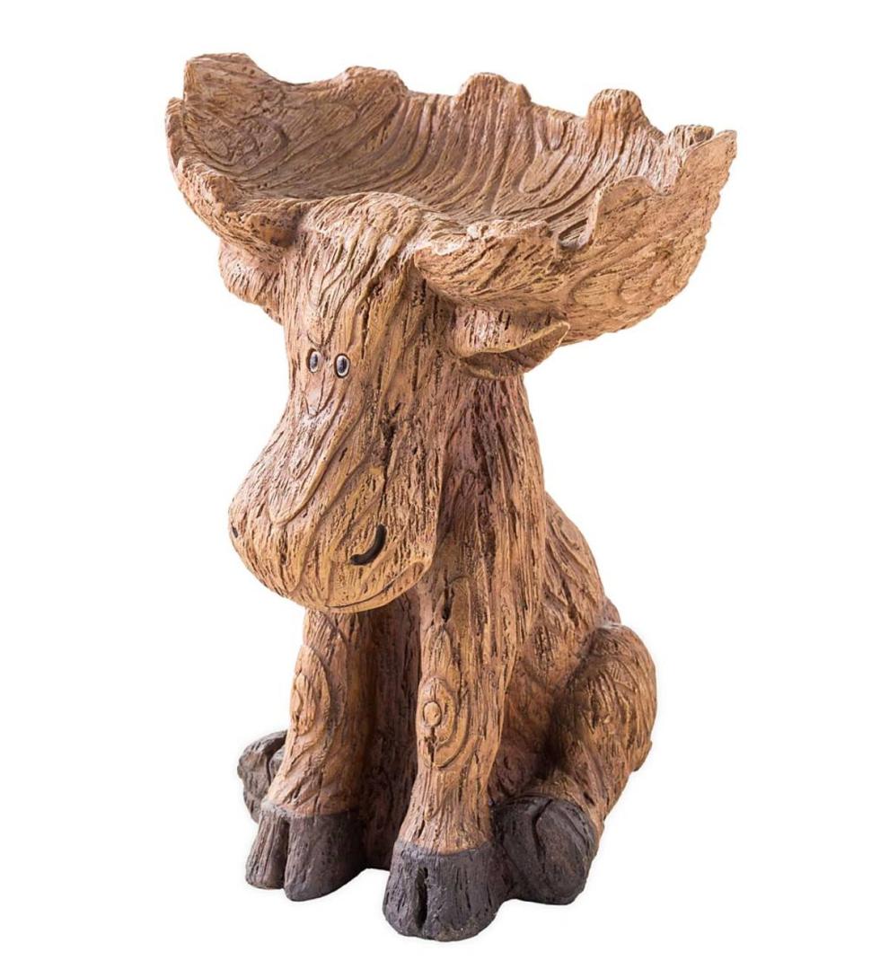 Plow &amp; Hearth Decorative Garden Accents | Yard &amp; Garden Resin Moose Birdbath