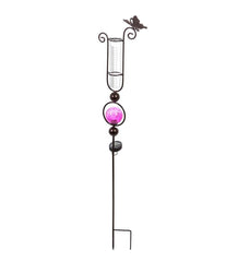 Plow &amp; Hearth Decorative Garden Accents | Yard &amp; Garden Solar Rain Gauge Garden Stake - Orange