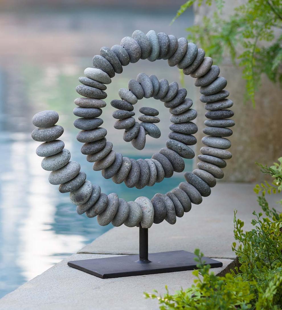 Plow &amp; Hearth Decorative Garden Accents | Yard &amp; Garden Stone Spiral On Stand