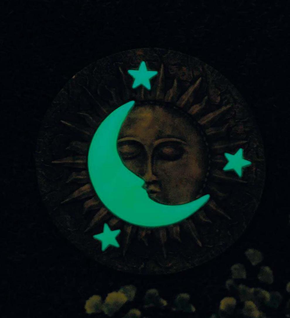 Plow &amp; Hearth Decorative Garden Accents | Yard &amp; Garden Sun, Moon And Stars Glow-In-The-Dark Garden Stepping Stone