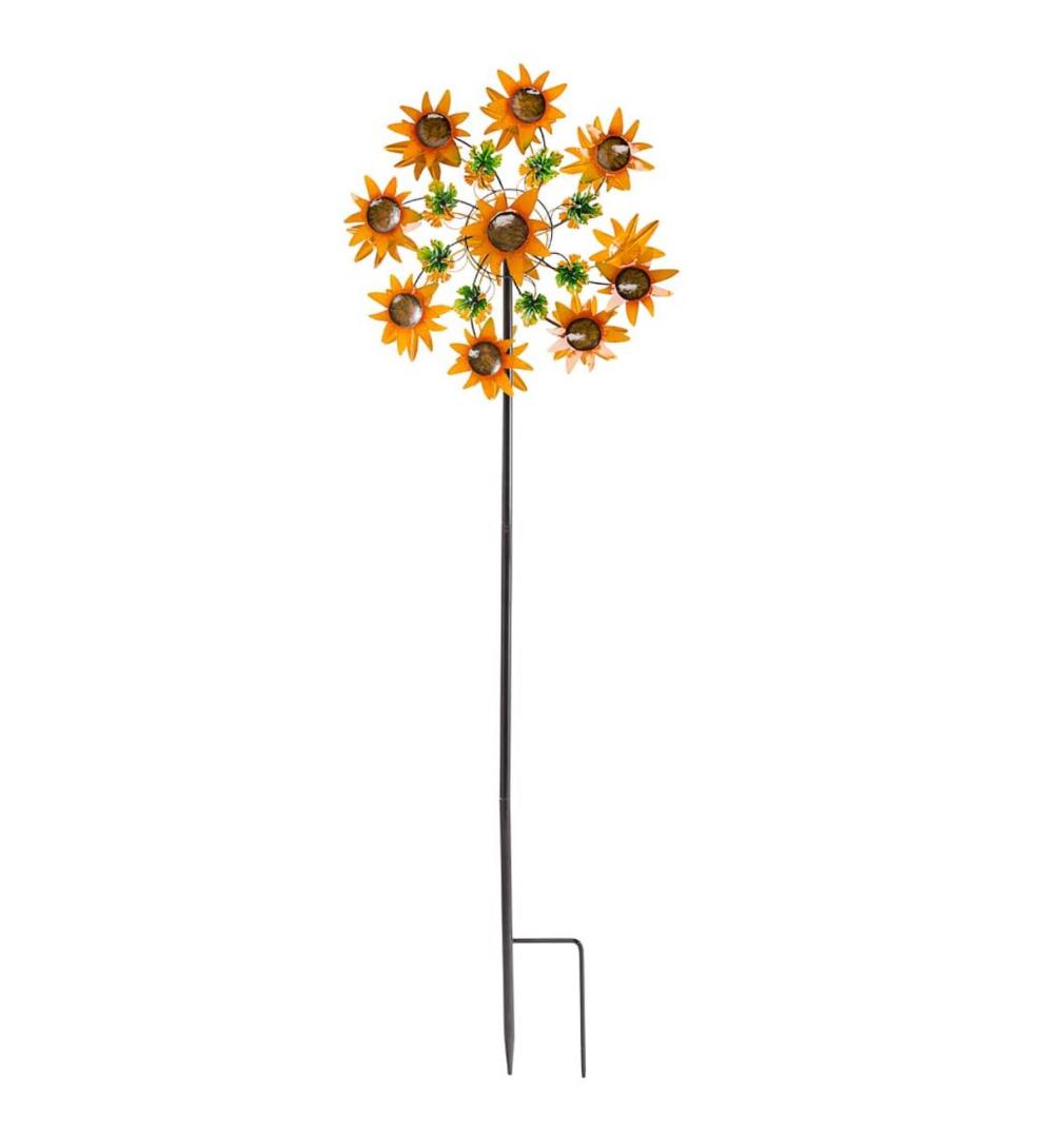 Plow &amp; Hearth Decorative Garden Accents | Yard &amp; Garden Sunflower Garden Metal Wind Spinner