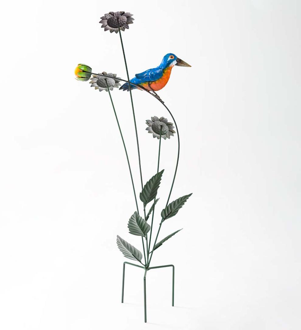 Plow &amp; Hearth Decorative Garden Accents | Yard &amp; Garden Sunflowers With Bird Metal Garden Stake