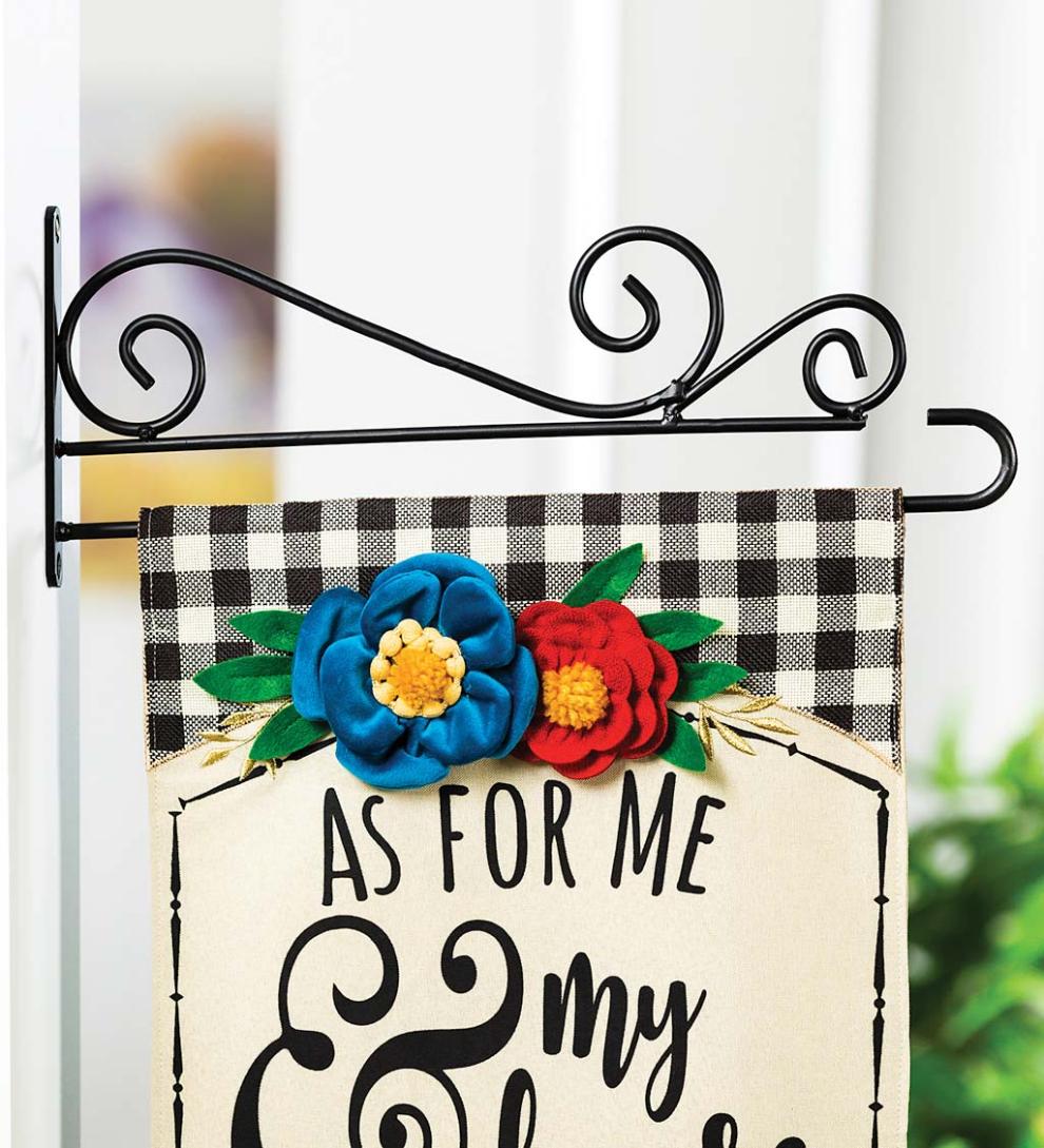 Plow &amp; Hearth Decorative Garden Accents | Yard &amp; Garden Swirl Wall-Mount Garden Flag Hanger