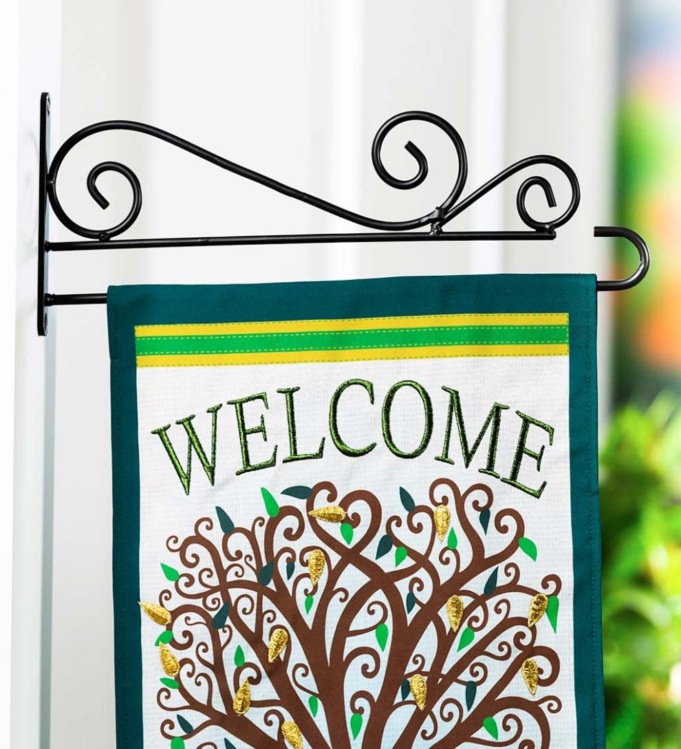 Plow &amp; Hearth Decorative Garden Accents | Yard &amp; Garden Swirl Wall-Mount Garden Flag Hanger