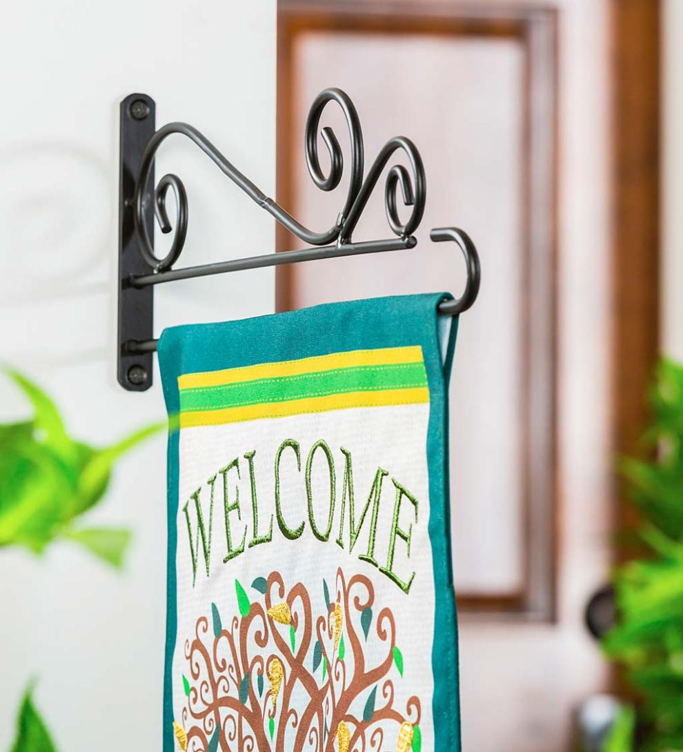 Plow &amp; Hearth Decorative Garden Accents | Yard &amp; Garden Swirl Wall-Mount Garden Flag Hanger