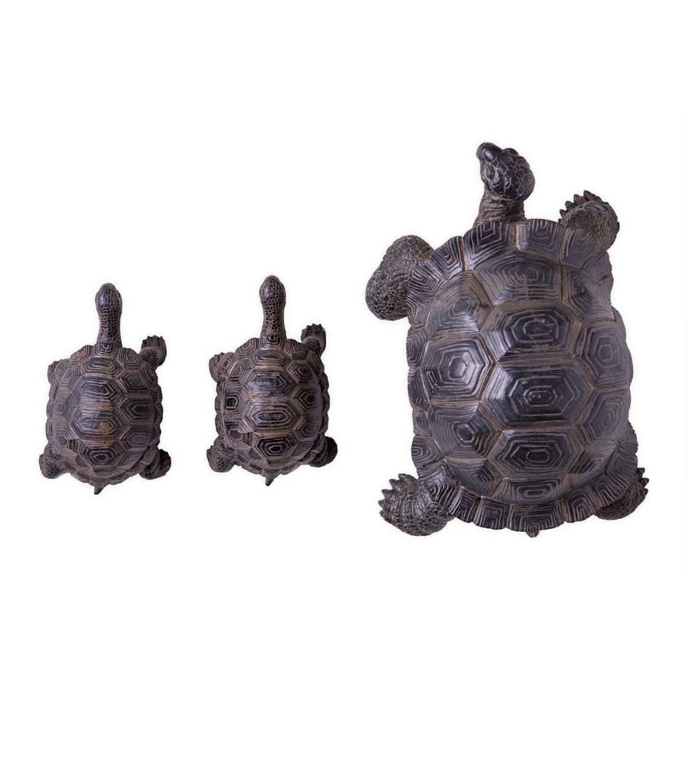 Plow &amp; Hearth Decorative Garden Accents | Yard &amp; Garden Tortoise Family Resin Garden Accents