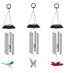 Plow &amp; Hearth Decorative Garden Accents | Yard &amp; Garden Winged Wonders Solar Wind Chimes, Set Of 3