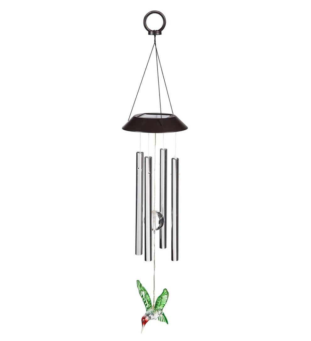 Plow &amp; Hearth Decorative Garden Accents | Yard &amp; Garden Winged Wonders Solar Wind Chimes, Set Of 3