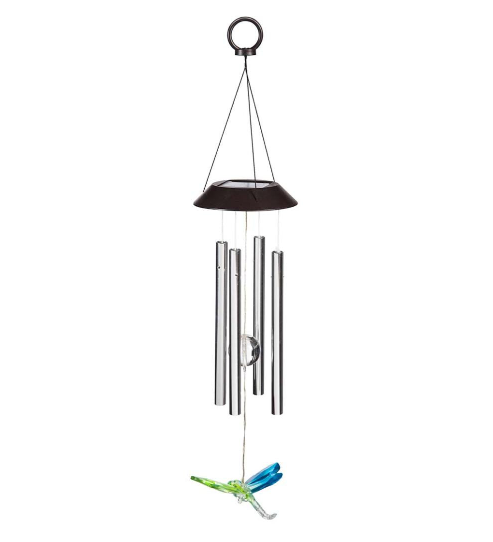 Plow &amp; Hearth Decorative Garden Accents | Yard &amp; Garden Winged Wonders Solar Wind Chimes, Set Of 3