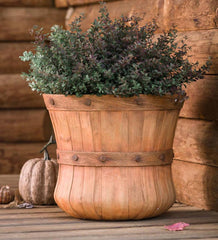 Plow &amp; Hearth Decorative Planters | Yard &amp; Garden Large Faux Wood Bushel Basket Planter