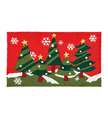 Plow &amp; Hearth Doormats &amp; Boot Trays | Outdoor Living Christmas Trees Holiday Hooked Accent Rug