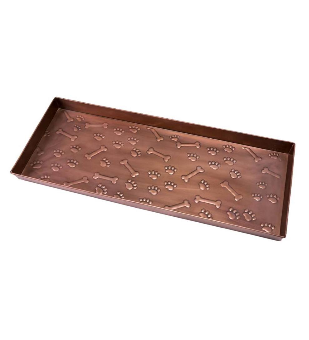 Plow &amp; Hearth Doormats &amp; Boot Trays | Outdoor Living Embossed Metal Paws And Bones Boot Tray