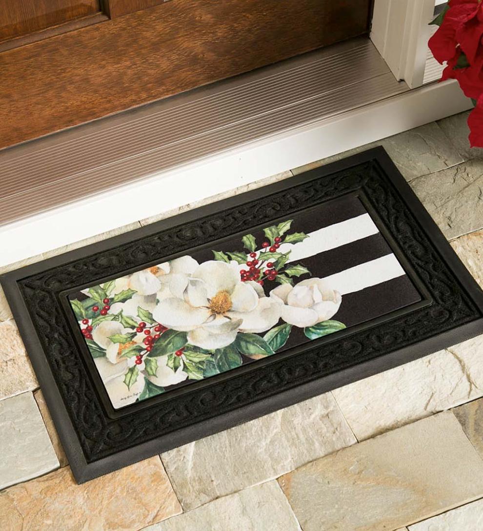 Plow &amp; Hearth Doormats &amp; Boot Trays | Outdoor Living Holiday Magnolias Sassafras Switch Mat