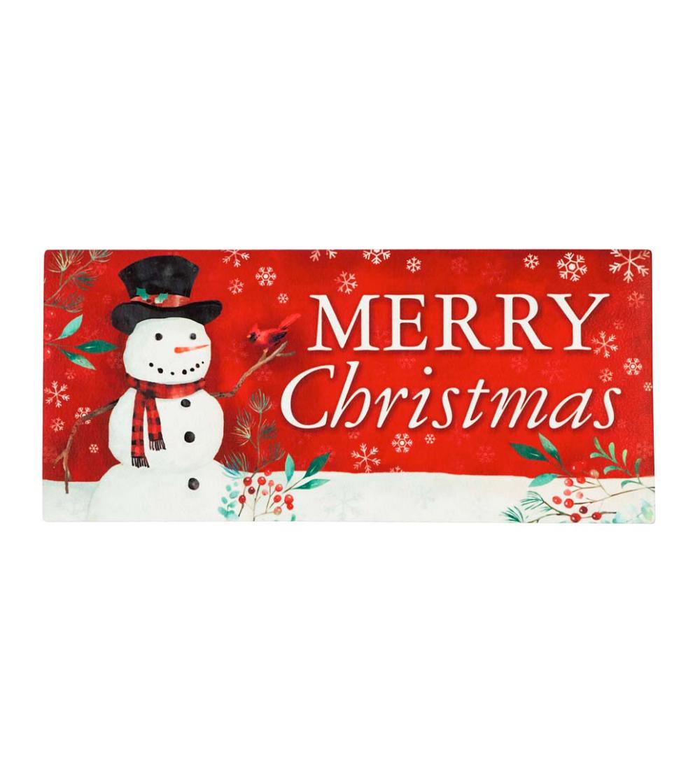 Plow &amp; Hearth Doormats &amp; Boot Trays | Outdoor Living Merry Christmas Heritage Snowman Sassafras Switch Mat