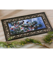 Plow &amp; Hearth Doormats &amp; Boot Trays | Outdoor Living Winter Chickadee Friends Sassafras Switch Mat