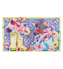 Plow &amp; Hearth Doormats | Indoor Living Indoor/Outdoor Floral Boots Embossed Floor Mat