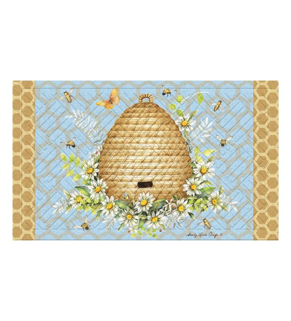 Plow &amp; Hearth Doormats | Indoor Living Indoor/Outdoor Honeycomb And Bee Hive Embossed Floor Mat