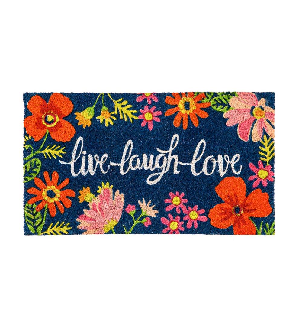 Plow &amp; Hearth Doormats | Indoor Living Live Laugh Love Floral Coir Mat