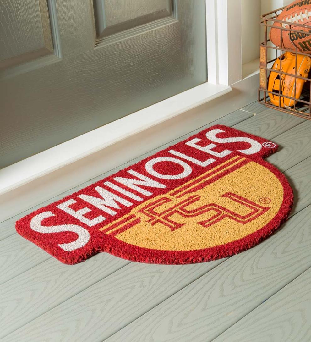 Plow &amp; Hearth Doormats | Indoor Living Ncaa Team Shaped Coir Door Mat - Auburn Tigers