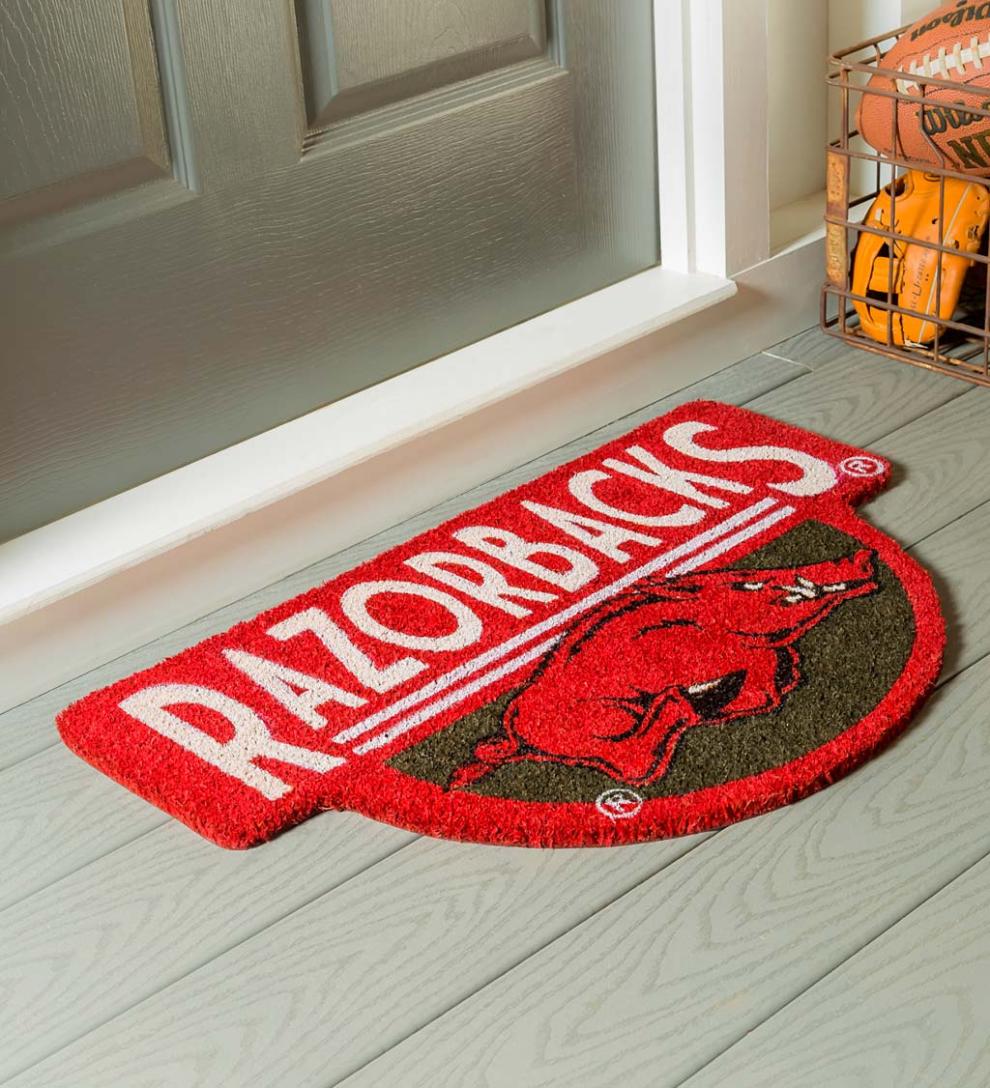Plow &amp; Hearth Doormats | Indoor Living Ncaa Team Shaped Coir Door Mat - Auburn Tigers
