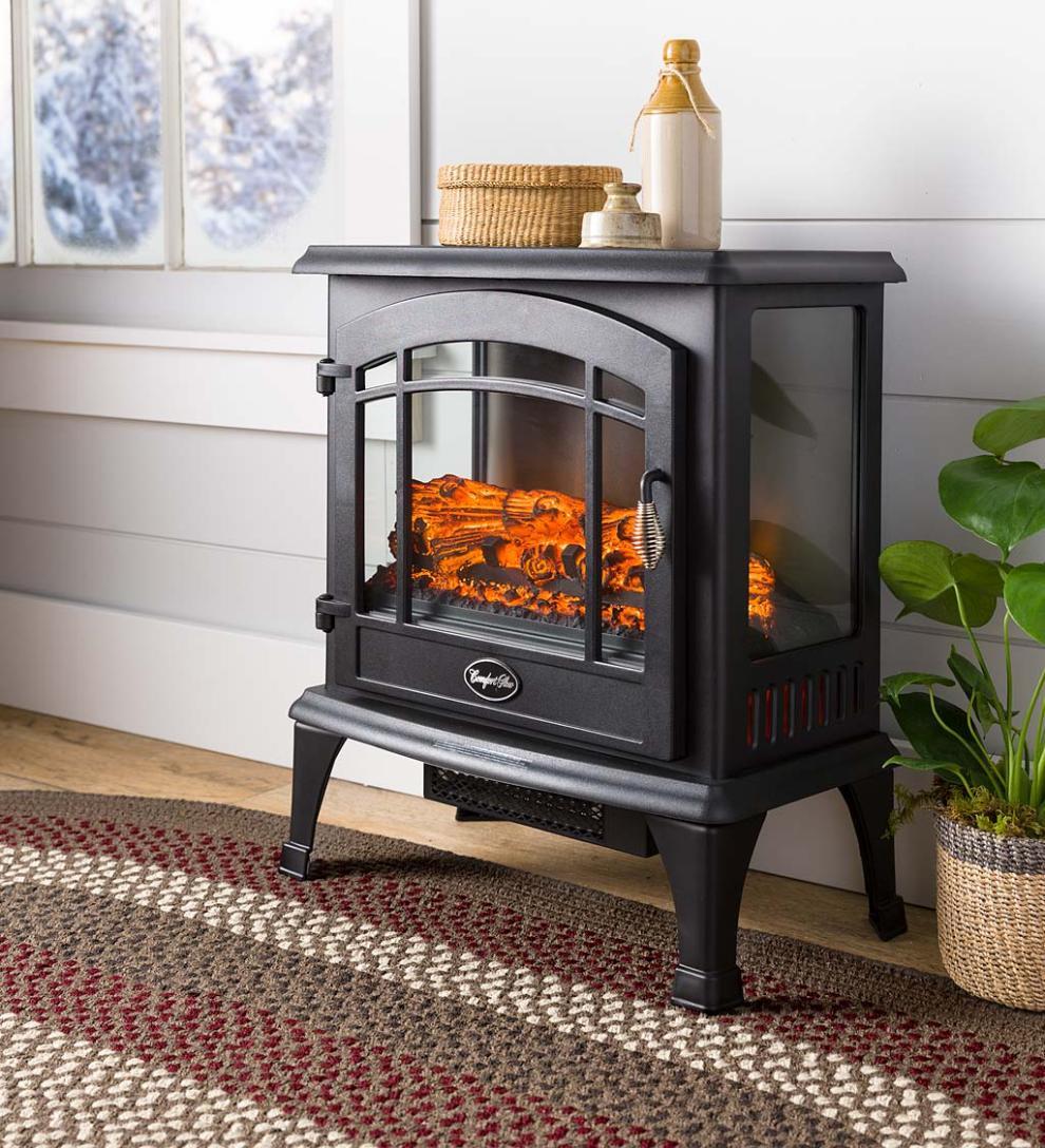 Plow &amp; Hearth Electric Fireplaces &amp; Stoves | Fireplace &amp; Hearth Panoramic Quartz Infrared Stove Heater - Black
