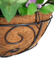 Plow &amp; Hearth Faux Flowers &amp; Plants | Indoor Living Faux Petunia Hanging Basket - Purple