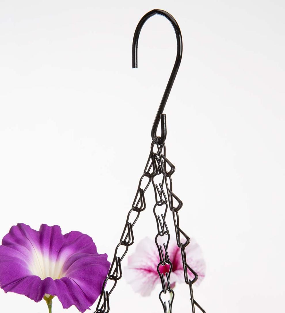Plow &amp; Hearth Faux Flowers &amp; Plants | Indoor Living Faux Petunia Hanging Basket - Purple