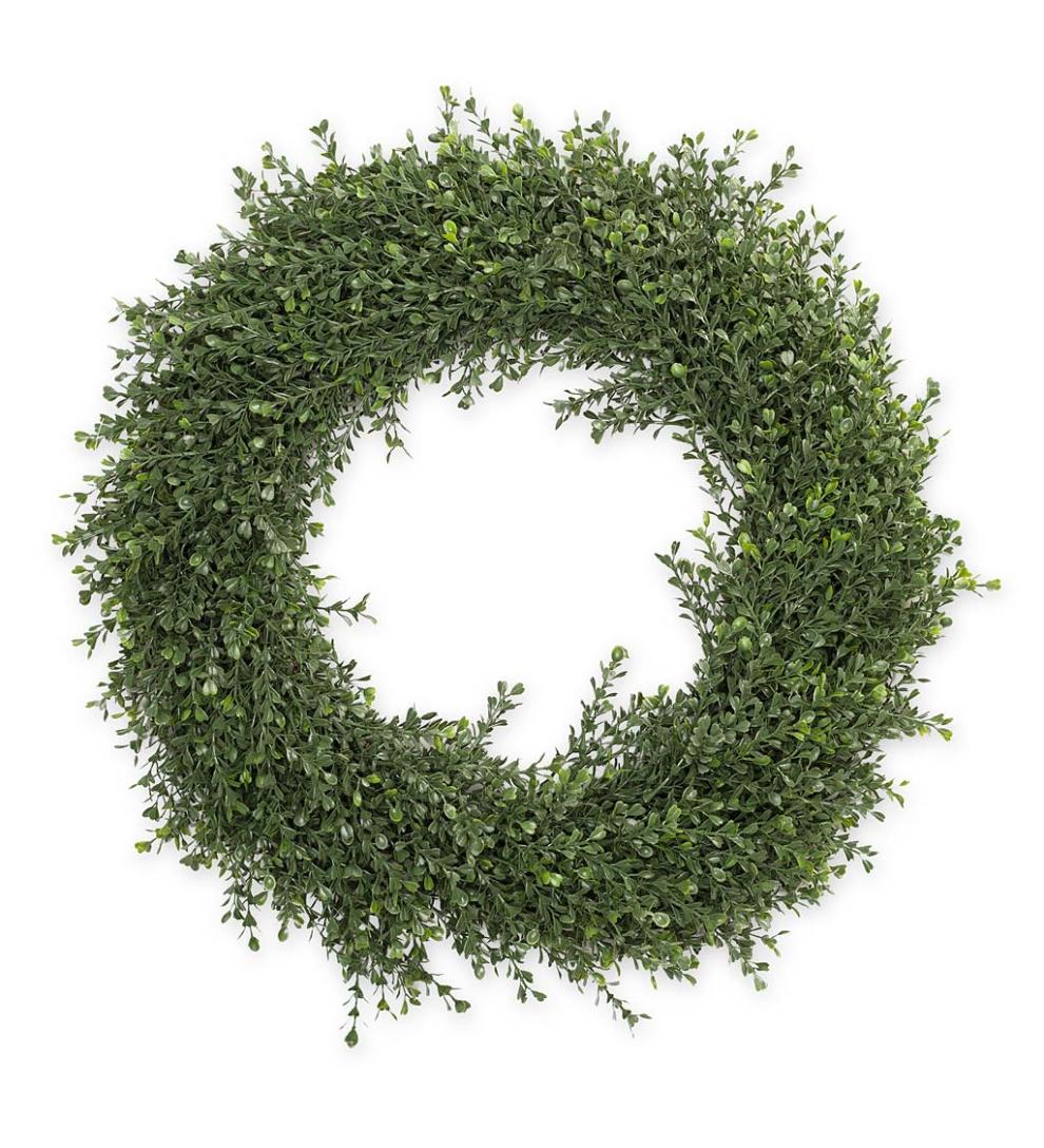 Plow &amp; Hearth Faux Flowers &amp; Plants | Indoor Living Indoor/Outdoor Faux Boxwood Greenery Accents