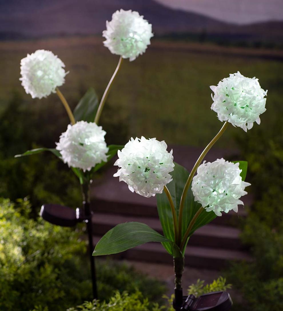 Plow &amp; Hearth Faux Flowers &amp; Plants | Indoor Living Solar Garden Flower Stakes With Led Lights, Set Of 2 - Pink