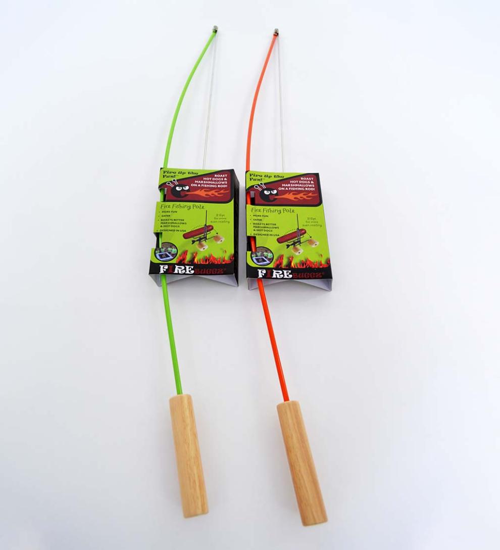 Plow &amp; Hearth Fire Pits | Fireplace &amp; Hearth 3-Piece Campfire Cooking Fishing Rod Roasters With Camo Bag Set - Camo