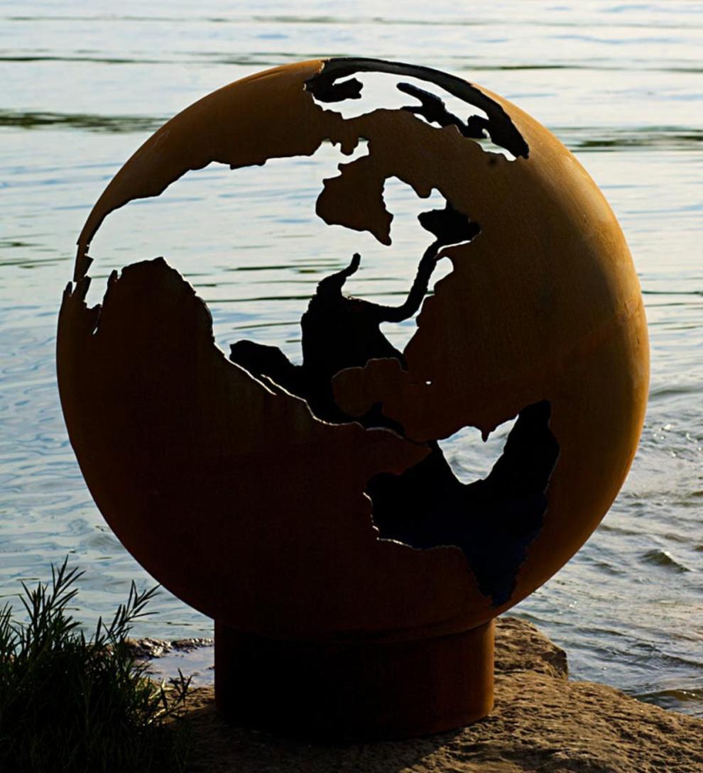 Plow &amp; Hearth Fire Pits | Fireplace &amp; Hearth American-Made Firepit Art Third Rock Globe Fire Pit