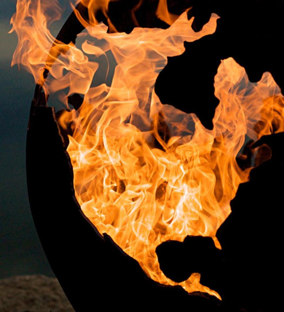 Plow &amp; Hearth Fire Pits | Fireplace &amp; Hearth American-Made Firepit Art Third Rock Globe Fire Pit