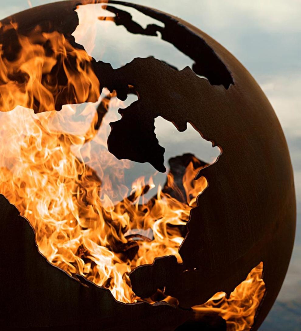 Plow &amp; Hearth Fire Pits | Fireplace &amp; Hearth American-Made Firepit Art Third Rock Globe Fire Pit
