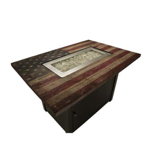 Plow &amp; Hearth Fire Pits | Fireplace &amp; Hearth Americana Propane Gas Fire Pit With Faux Wood Tabletop And Glass Rocks