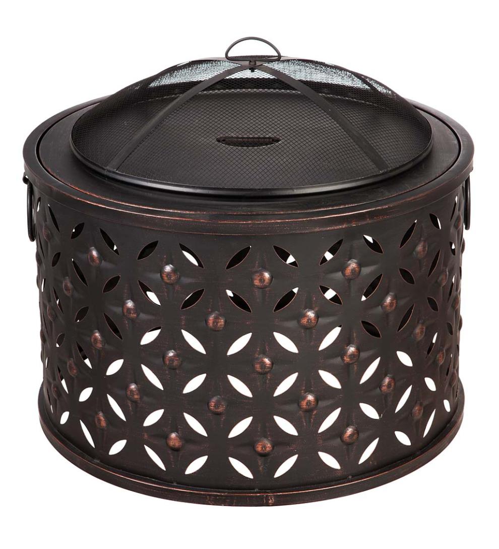 Plow &amp; Hearth Fire Pits | Fireplace &amp; Hearth Cylinder Lattice Fire Pit