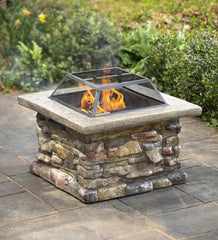 Plow &amp; Hearth Fire Pits | Fireplace &amp; Hearth Faux Stone Quarry Wood Burning Fire Pit