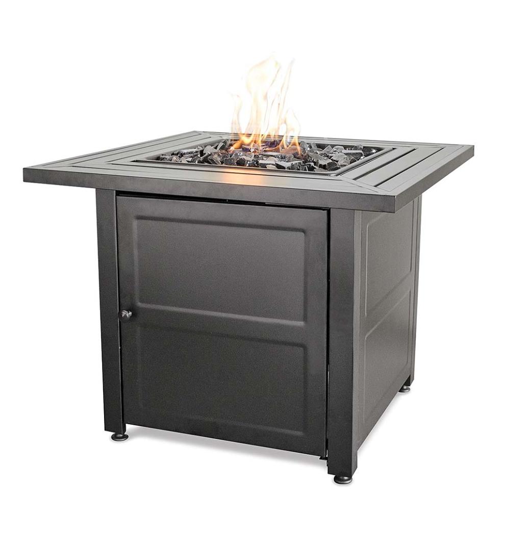 Plow &amp; Hearth Fire Pits | Fireplace &amp; Hearth Gilbert Outdoor Lp Gas Fire Pit With Steel Mantel