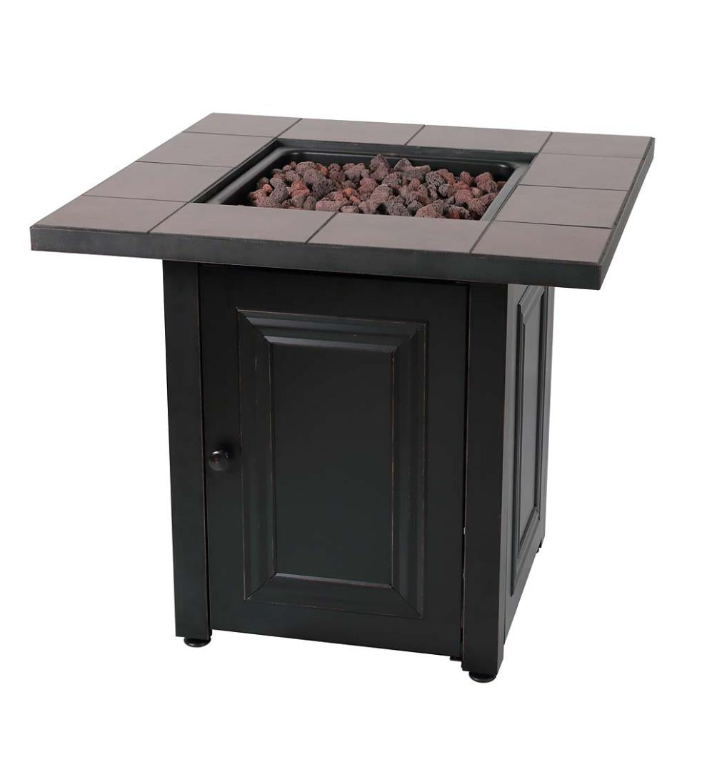 Plow &amp; Hearth Fire Pits | Fireplace &amp; Hearth Halifax Propane Gas Fire Pit With Tabletop Insert And Lava Rocks