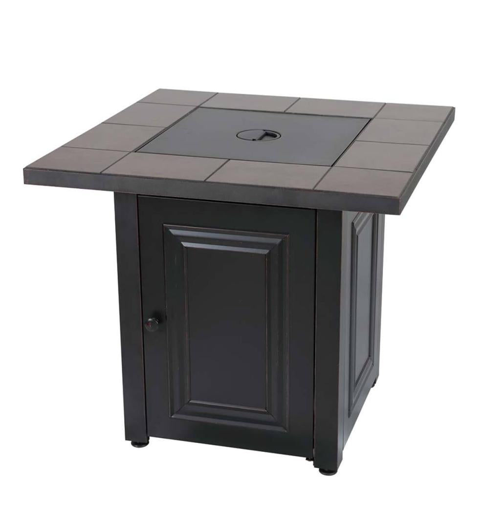 Plow &amp; Hearth Fire Pits | Fireplace &amp; Hearth Halifax Propane Gas Fire Pit With Tabletop Insert And Lava Rocks