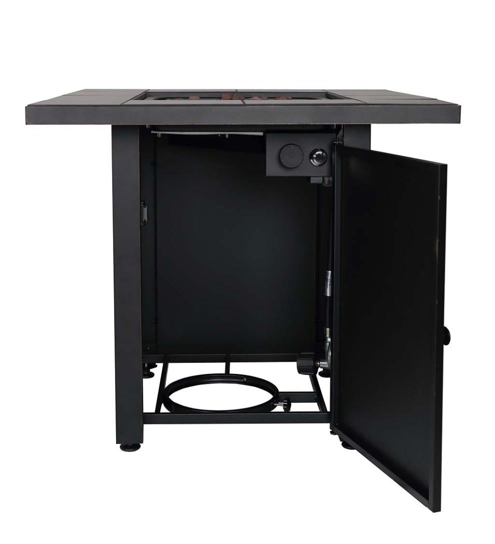 Plow &amp; Hearth Fire Pits | Fireplace &amp; Hearth Halifax Propane Gas Fire Pit With Tabletop Insert And Lava Rocks